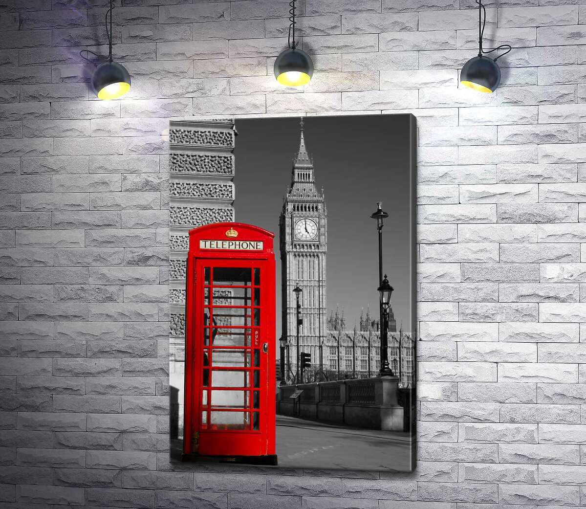 Картина ArtPoster Змагання контрастів телефонної будки та годинникової вежі 87x130 см Модуль №1 (003024) Картина ArtPoster Змагання контрастів телефонної будки та годинникової вежі 87x130 см Модуль №1 (003024)