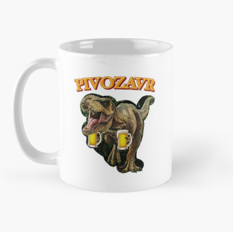 Чашка керамическая с принтом "Pivozavr" с кружками пива 330 мл Белый (ПН34Ч)