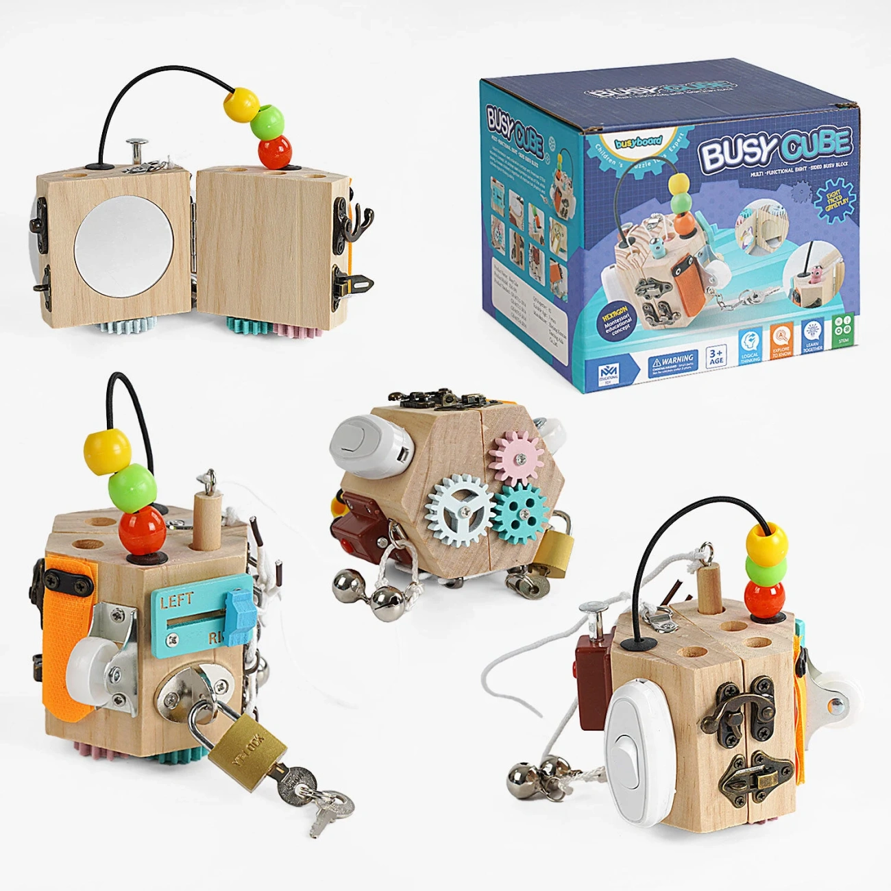 Бизиборд-куб с 10 развивающими активностями (29235775) - фото 2 Бизиборд-куб с 10 развивающими активностями (29235775) - фото 2