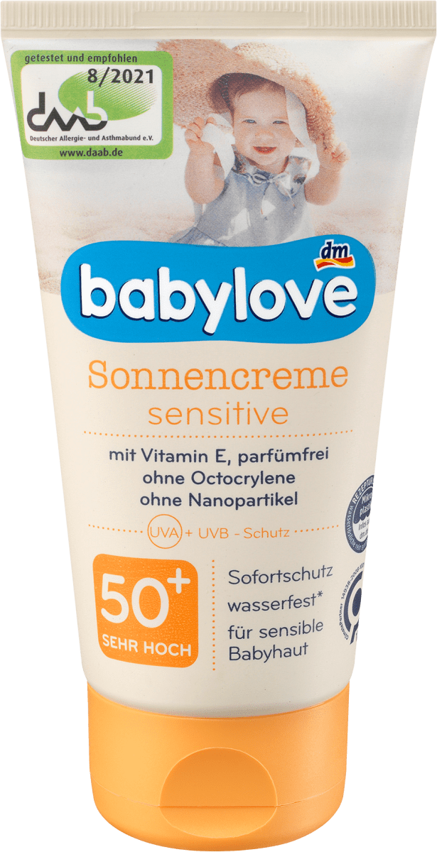 Крем солнцезащитный Babylove Sensitiv SPF 50+ водостойкий от 75 мл - фото 1