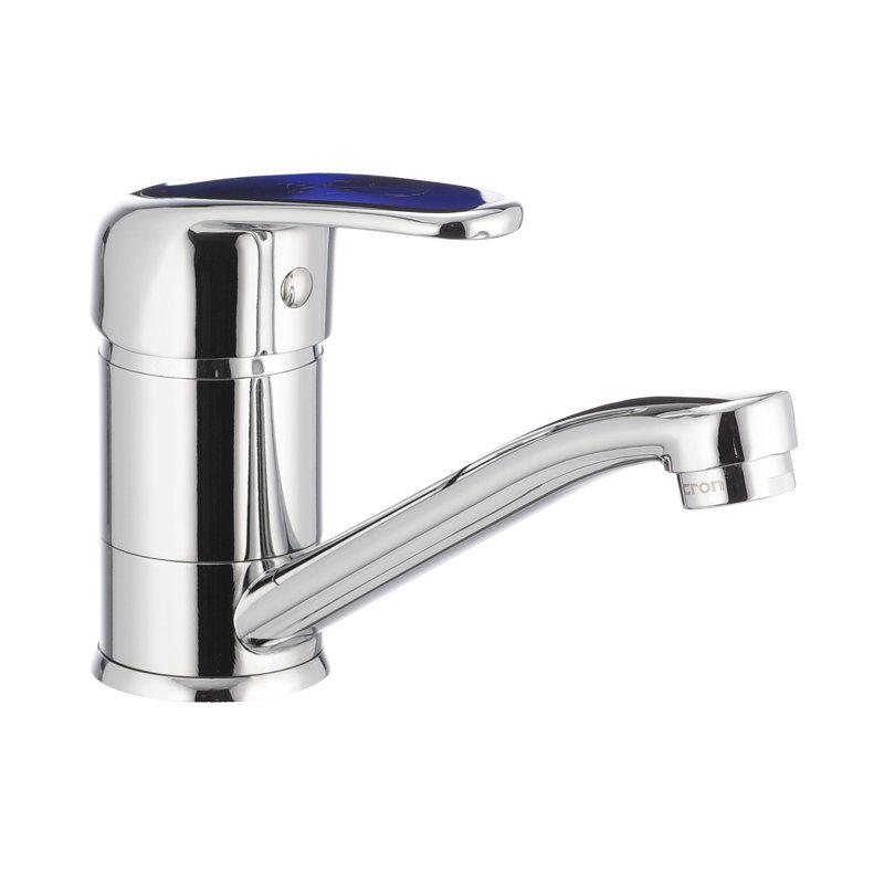 Смеситель для умывальника Cron MAGIC 004 излив 15 см синяя ручка (CR0150)