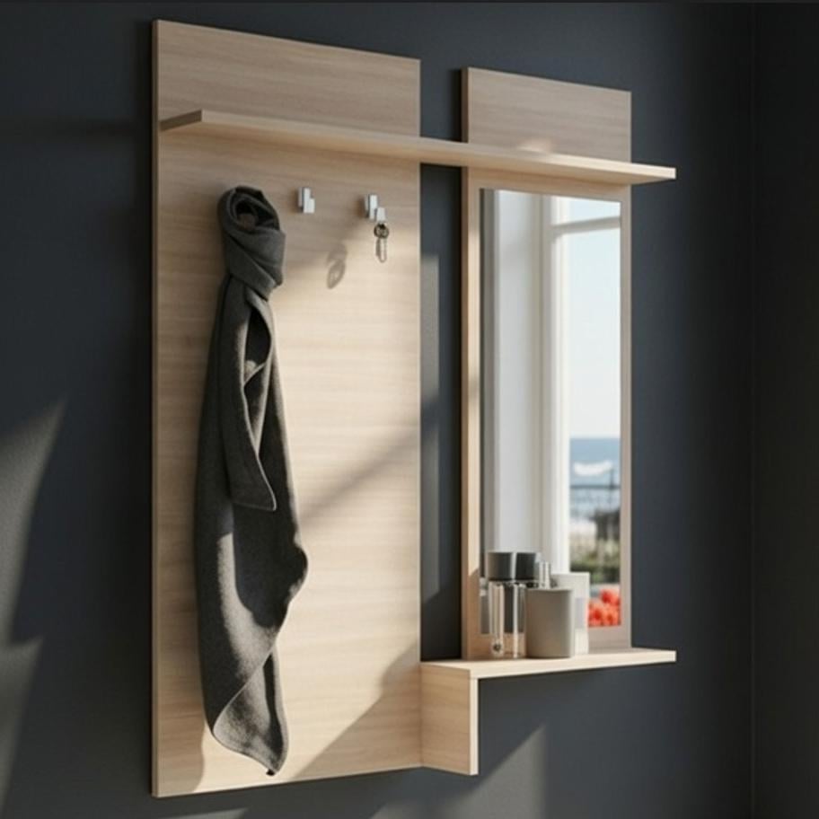 Вішалка із дзеркалом Мастер Форм Брайт ДСП правостороння 900х140х1110 мм Дуб молочний (20602)