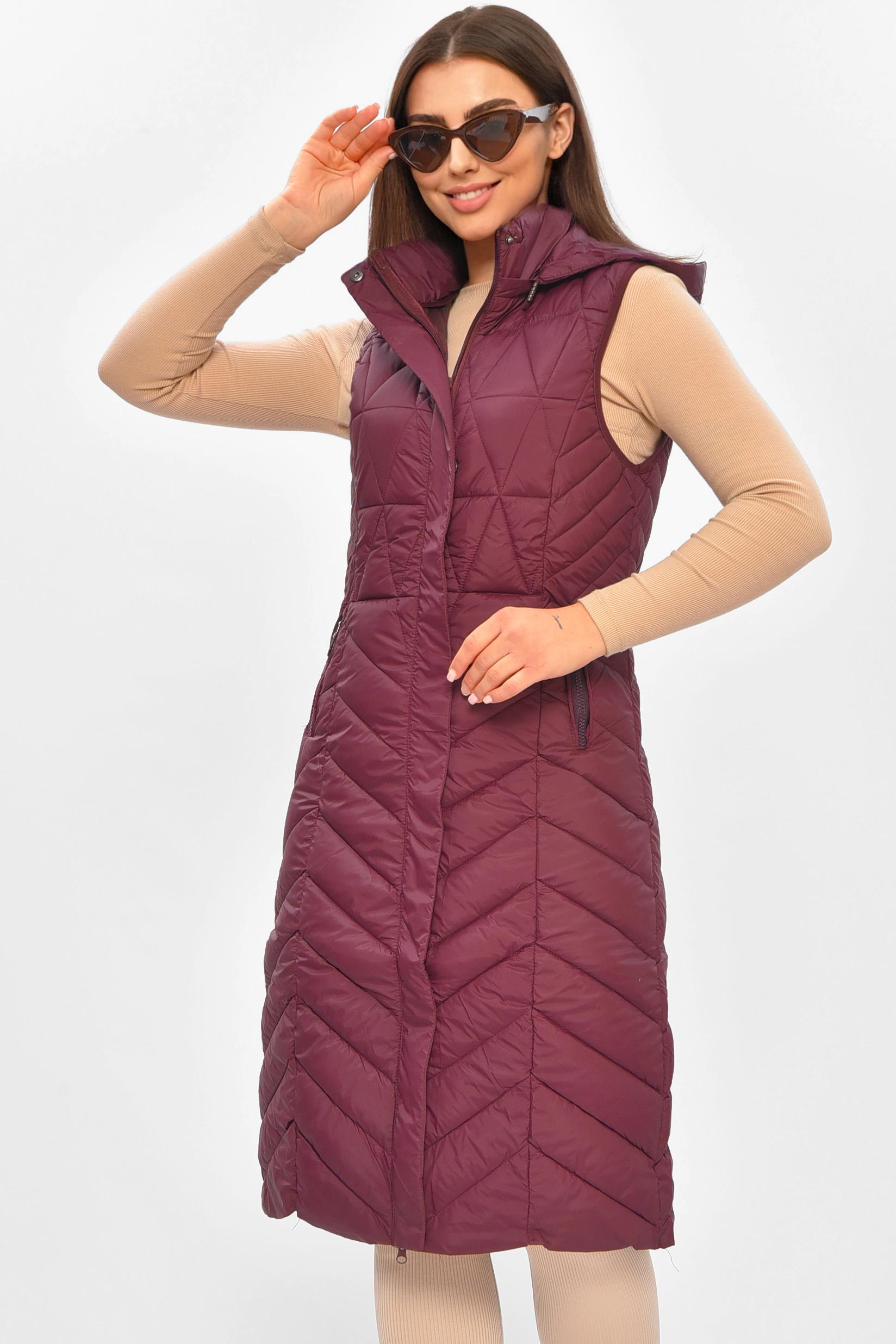 Жилетка женская удлиненная 206118 SM Бордовый