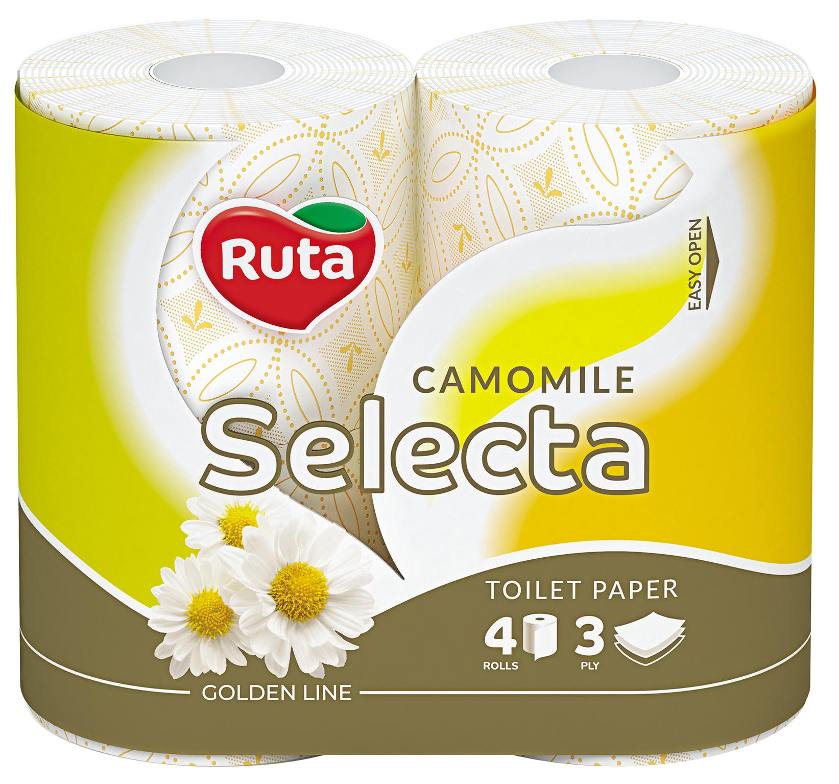 Туалетная бумага Ruta Selecta Camomile 3 слоя 4 рулона