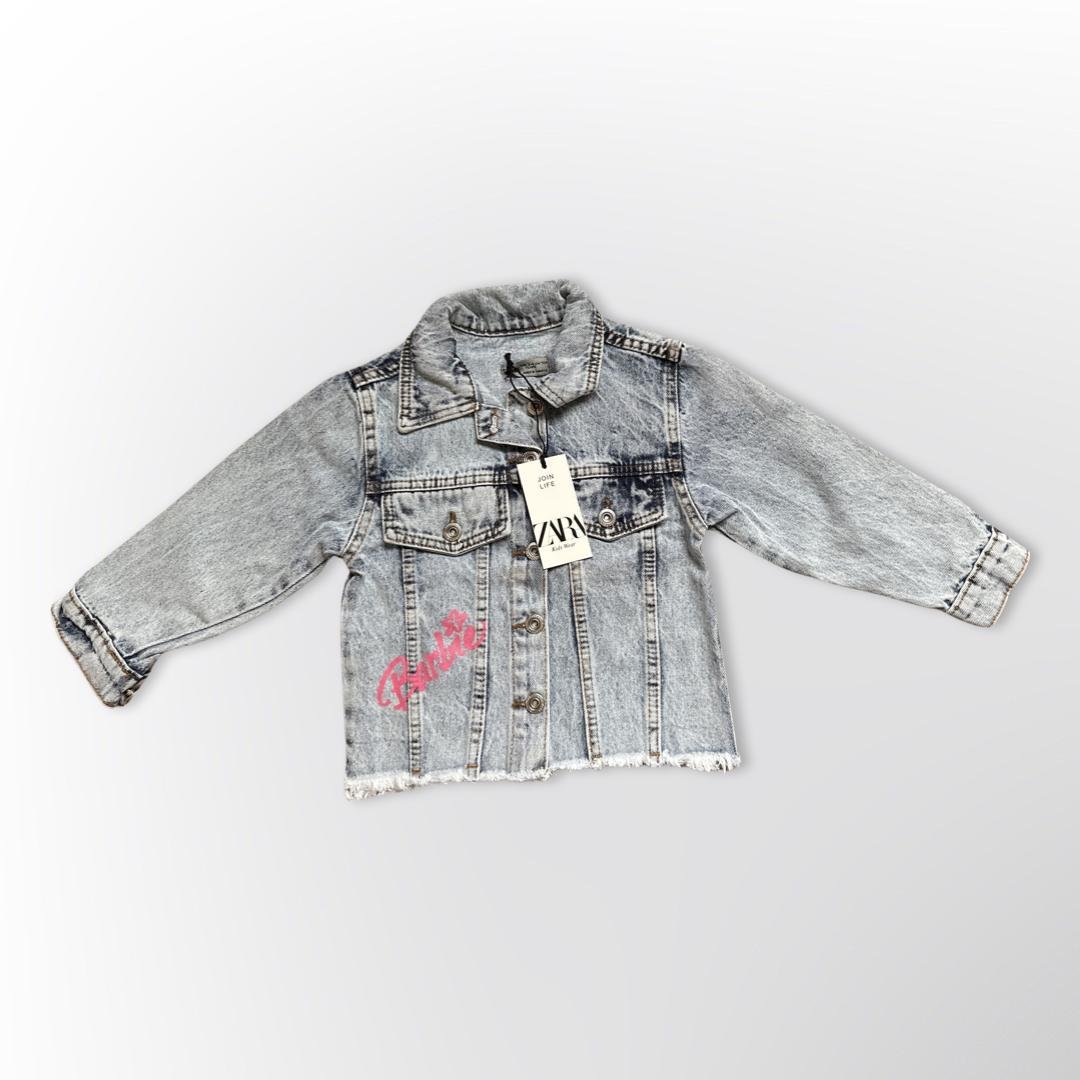 Куртка джинсова Zara Barbie на кнопках для дівчинки 110 см 4-5 років Сірий (1377)