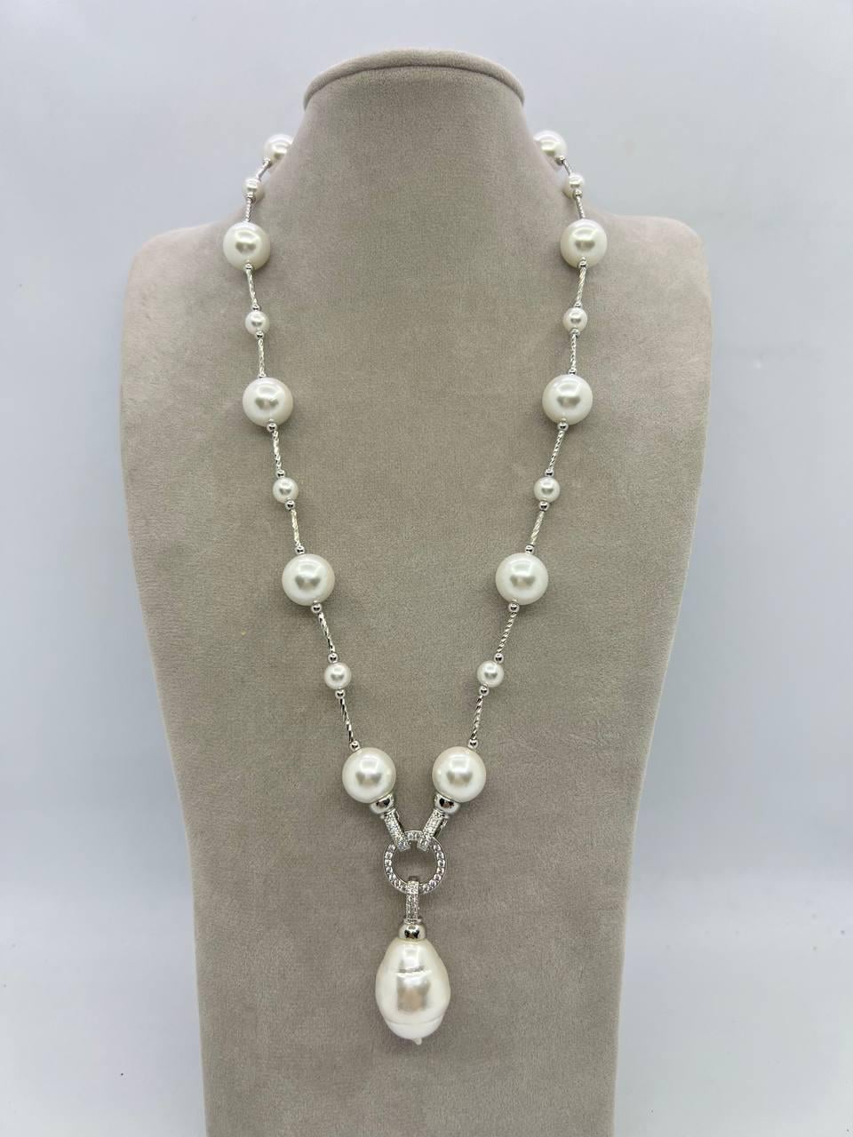 Бусы майорка 12 мм 54 см Белый (11830)