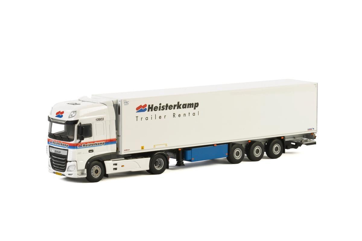 Игрушка трейлер daf xf super space cab MY2017 Heisterkamp 3 AXLE масштабная модель 1:50 4x2 см