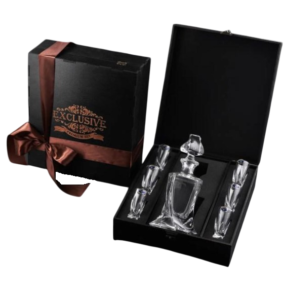 Набор стопок высоких хрустальных Bohemia Quadro 50 мл и графин 500 мл