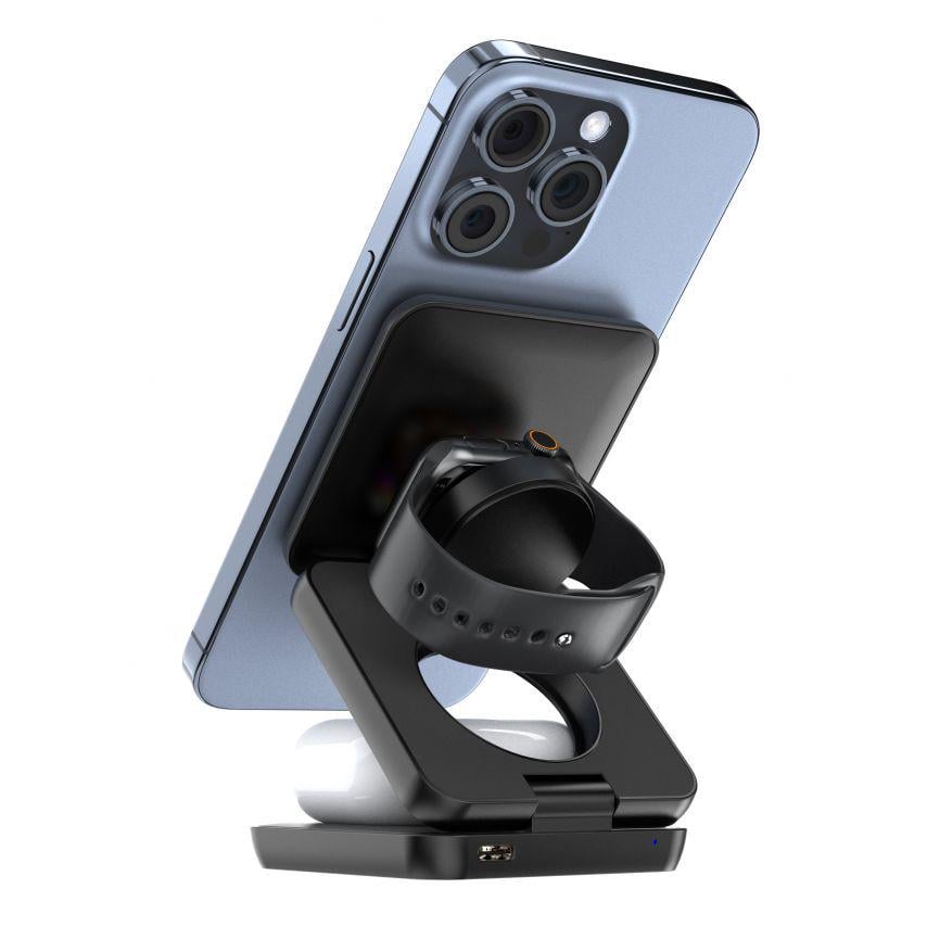 Зарядное устройство для беспроводной связи Walker 3в1 15 W Black (WH-57) - фото 2 Зарядное устройство для беспроводной связи Walker 3в1 15 W Black (WH-57) - фото 2