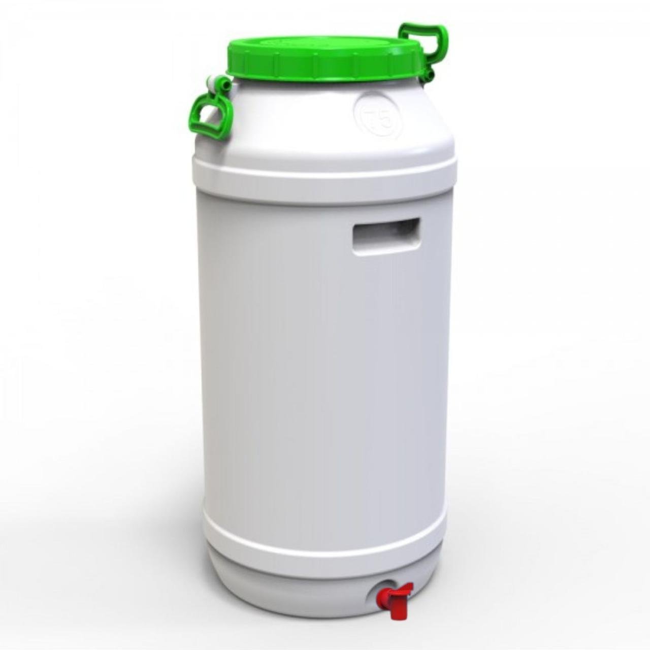 Бидон пищевой Евро Пласт с пластиковым краном 75 л зеленая крышка (172422)