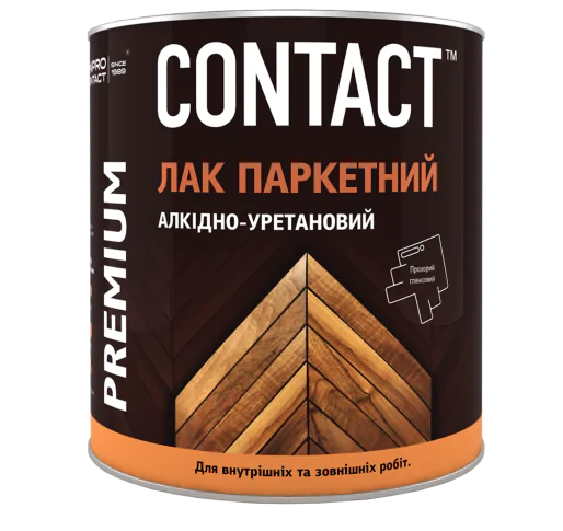 Лак паркетный алкидно-уретановый однокомпнонентный Contact 0,75 кг