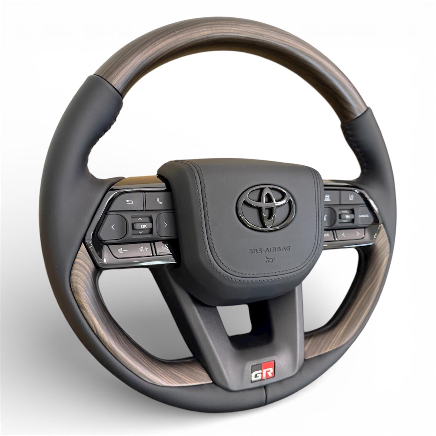 Кермо для Toyota Land Cruiser 200/Prado 150 GR в стилі LC300 подушка зі шкіри чорний логотип в сборі Коричневе дерево (32403090) Кермо для Toyota Land Cruiser 200/Prado 150 GR в стилі LC300 подушка зі шкіри чорний логотип в сборі Коричневе дерево (32403090)