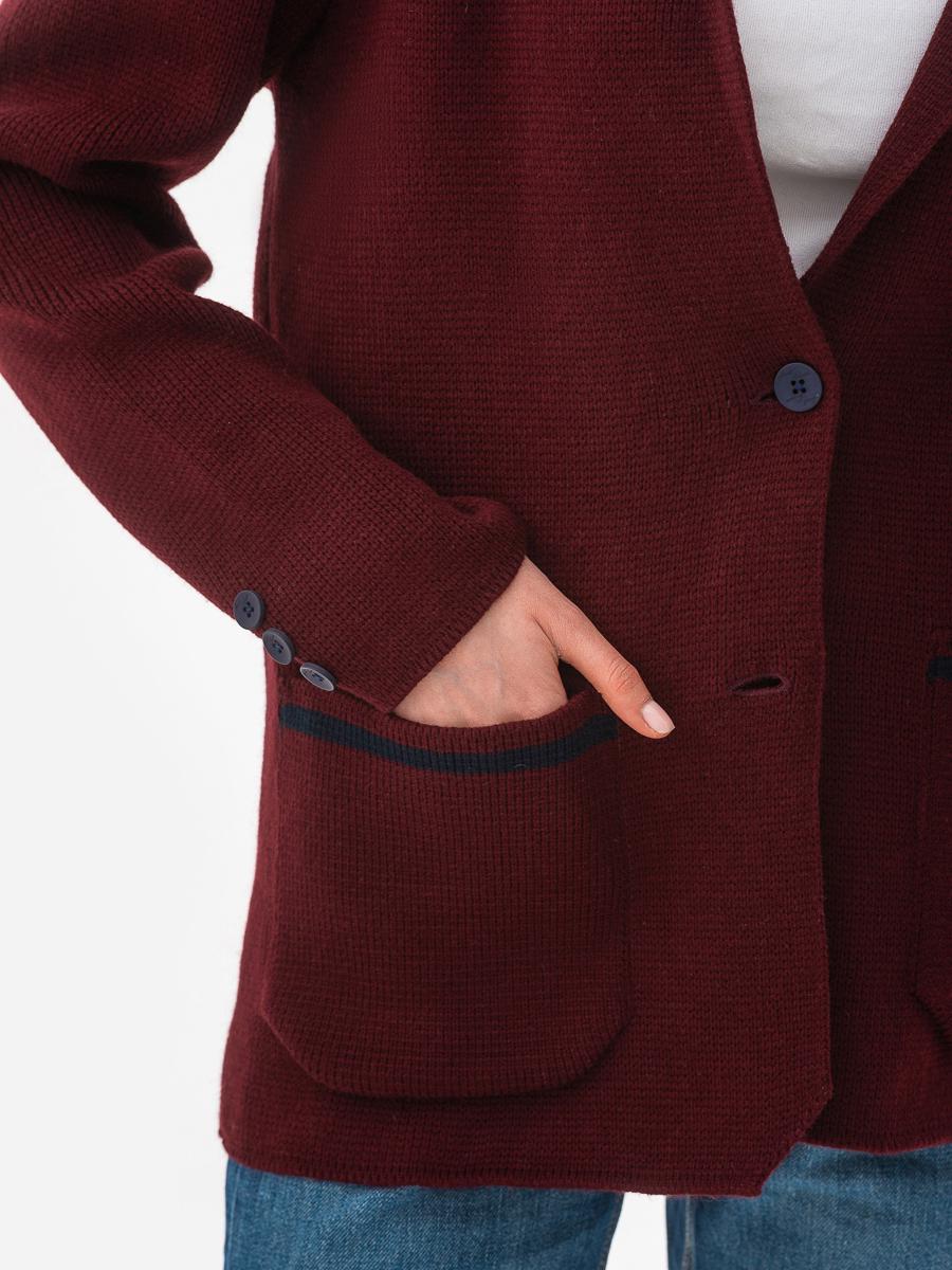 Пиджак вязанный женский oversize SVTR р. 42-50 Бордовый (593) - фото 6