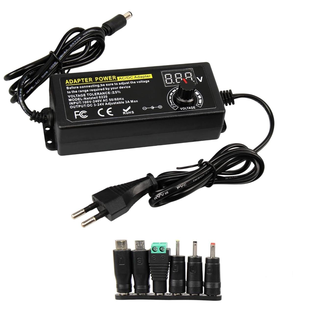 Адаптер питания переменного/постоянного тока мощностью 72 Вт с 14 штекерами постоянного тока и кабелем (2968062791)