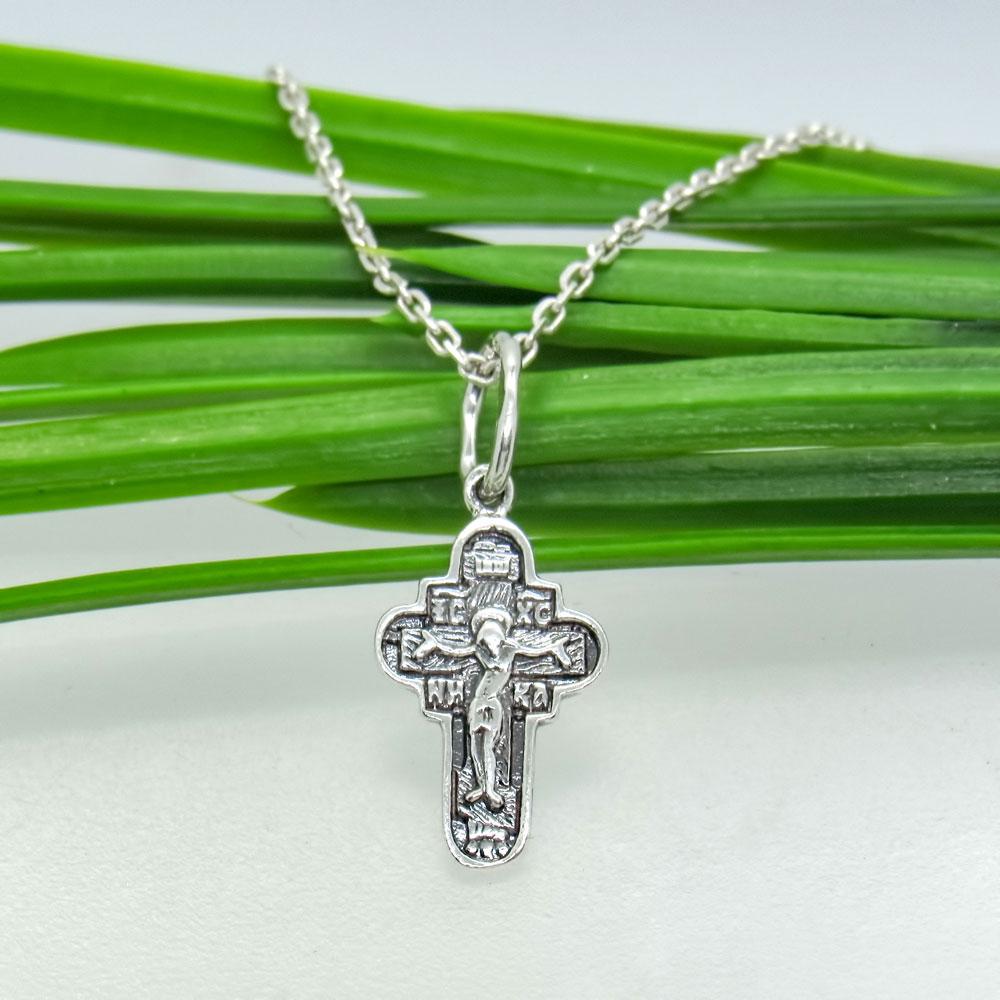Серебряный христианский подвес Крестик маленький 1 (1137265071) - фото 4
