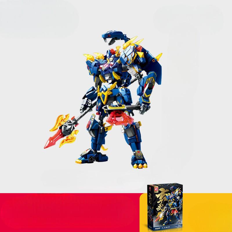 Конструктор детский трансформер Sembo Block Черепаха-Змея 799 дет. Синий - фото 6