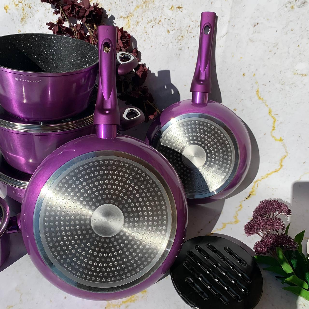 Набор кастрюль для индукционных плит с мраморным покрытием Edenberg EB-5627 15 пр. - фото 8