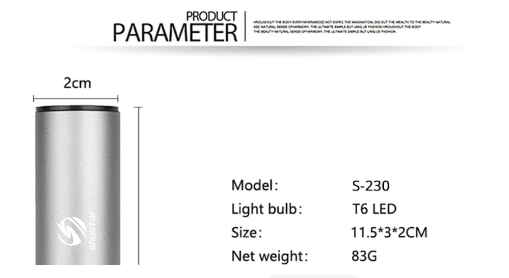 Фонарик аккумуляторный Shustar S-230 T6 LED USB (7031) - фото 4