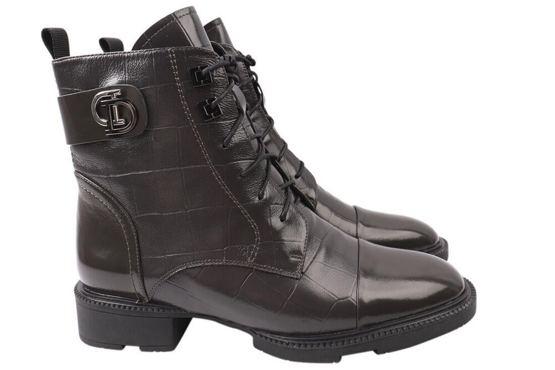 Черевики жіночі Molka зі шкіри на низькому ходу на шнурівці р. 39 Сірий (154-21/22DHC)