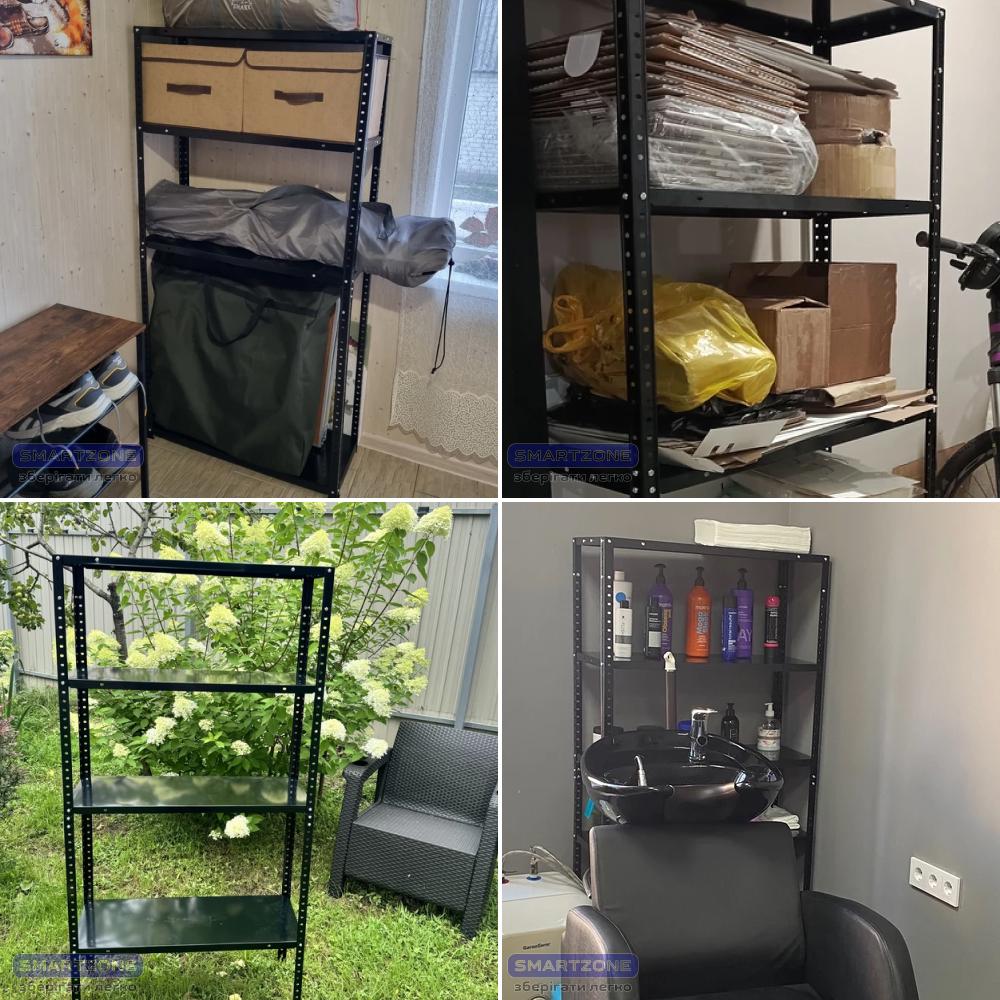 Стелаж металевий на 4 полиці 150х75х30 см Чорний (МІА-115) - фото 8