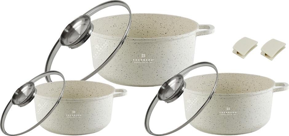 Набор кастрюль Edenberg 6 предметов с мраморным антипригарным покрытием Бежевый (EB-3901)
