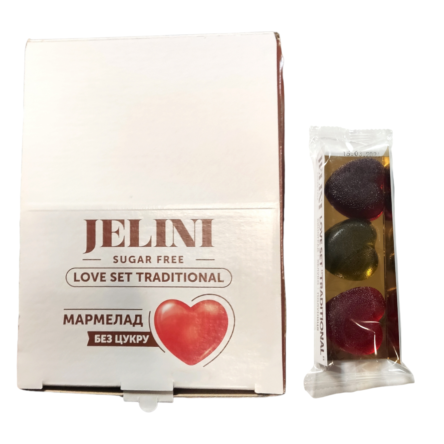 Мармелад без цукру Jelini Серце 90х20 шт. 1800 г (0320)