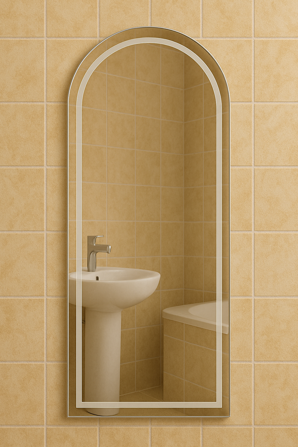 Зеркало пескоструйное в ванную MPS-13 150х80 см без подсветки арка