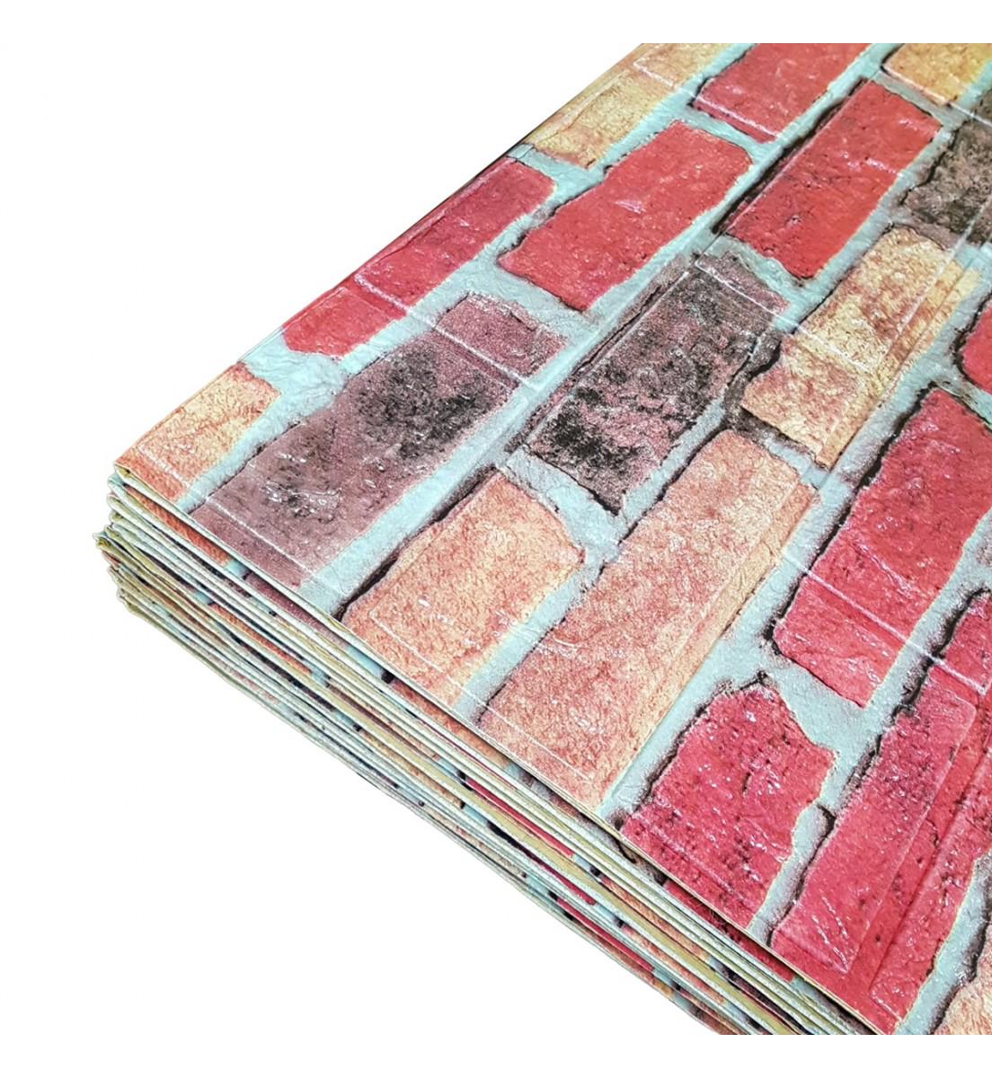 3D-панель декоративная под екатеринославский кирпич самоклеющаяся 3080x700x3 мм Бежево-красный - фото 2