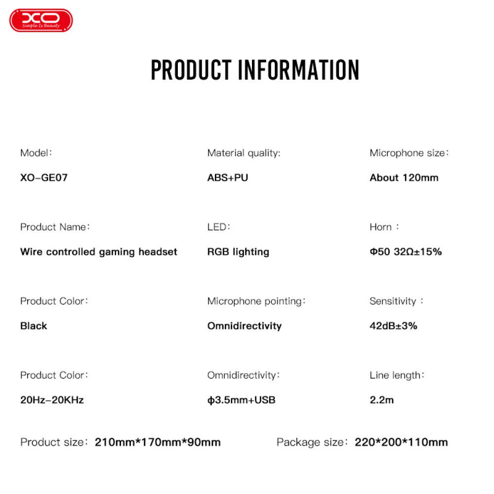 Наушники Xo Static RGB Long Gaming с микрофоном (GE-07) - фото 9 Наушники Xo Static RGB Long Gaming с микрофоном (GE-07) - фото 9