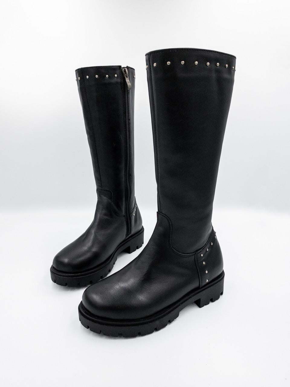 Сапоги кожаные демисезонные для девочки Bistfor р. 34 Черный (98600/512ут)
