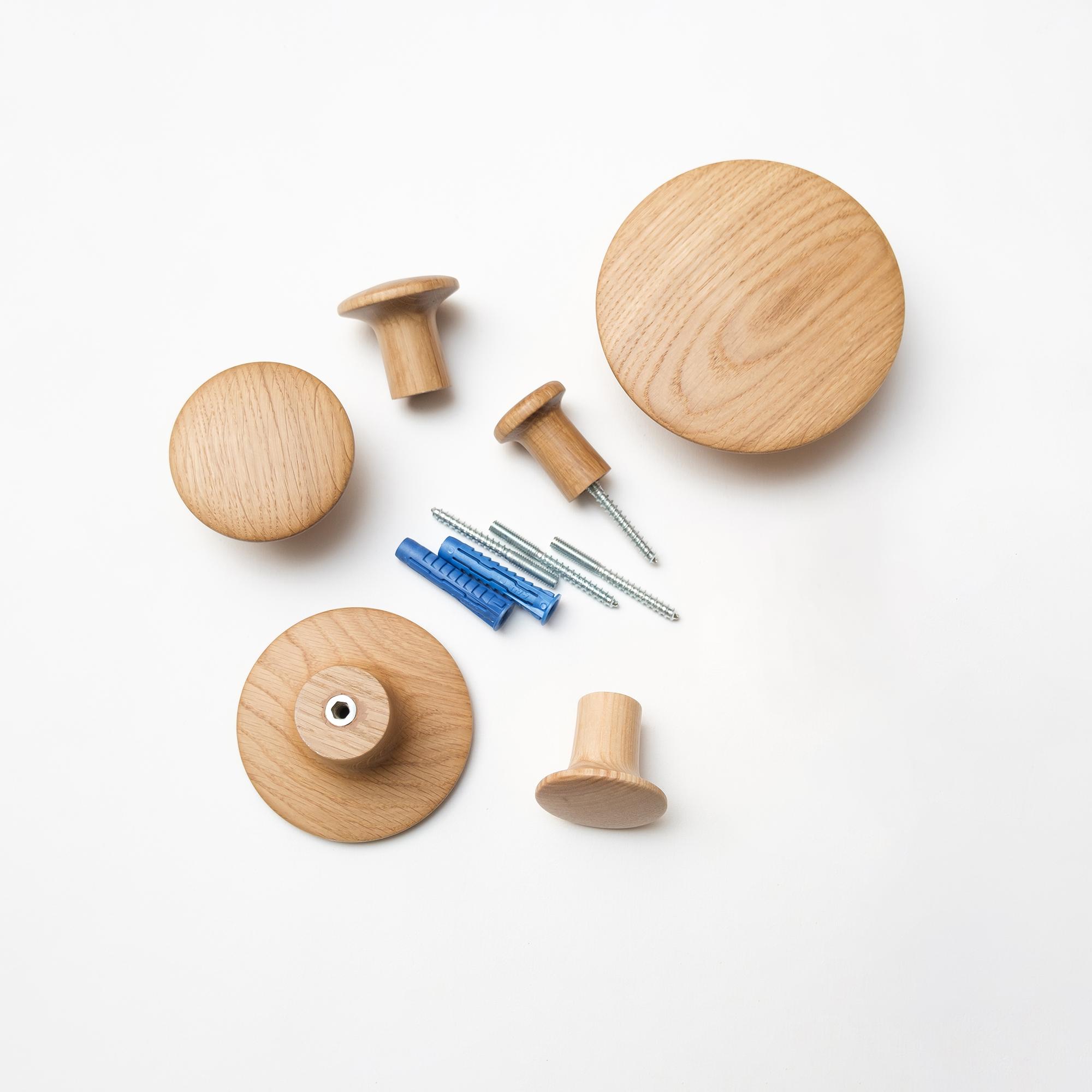 Набор деревянных мебельных крючков для одежды ø 35-120 мм 5 шт. Дуб (50661) - фото 3