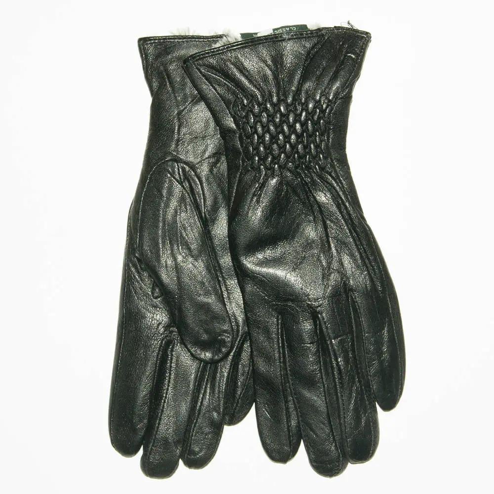 Перчатки зимние женские кожаные на искусственном меху кролика XL (F11-1)