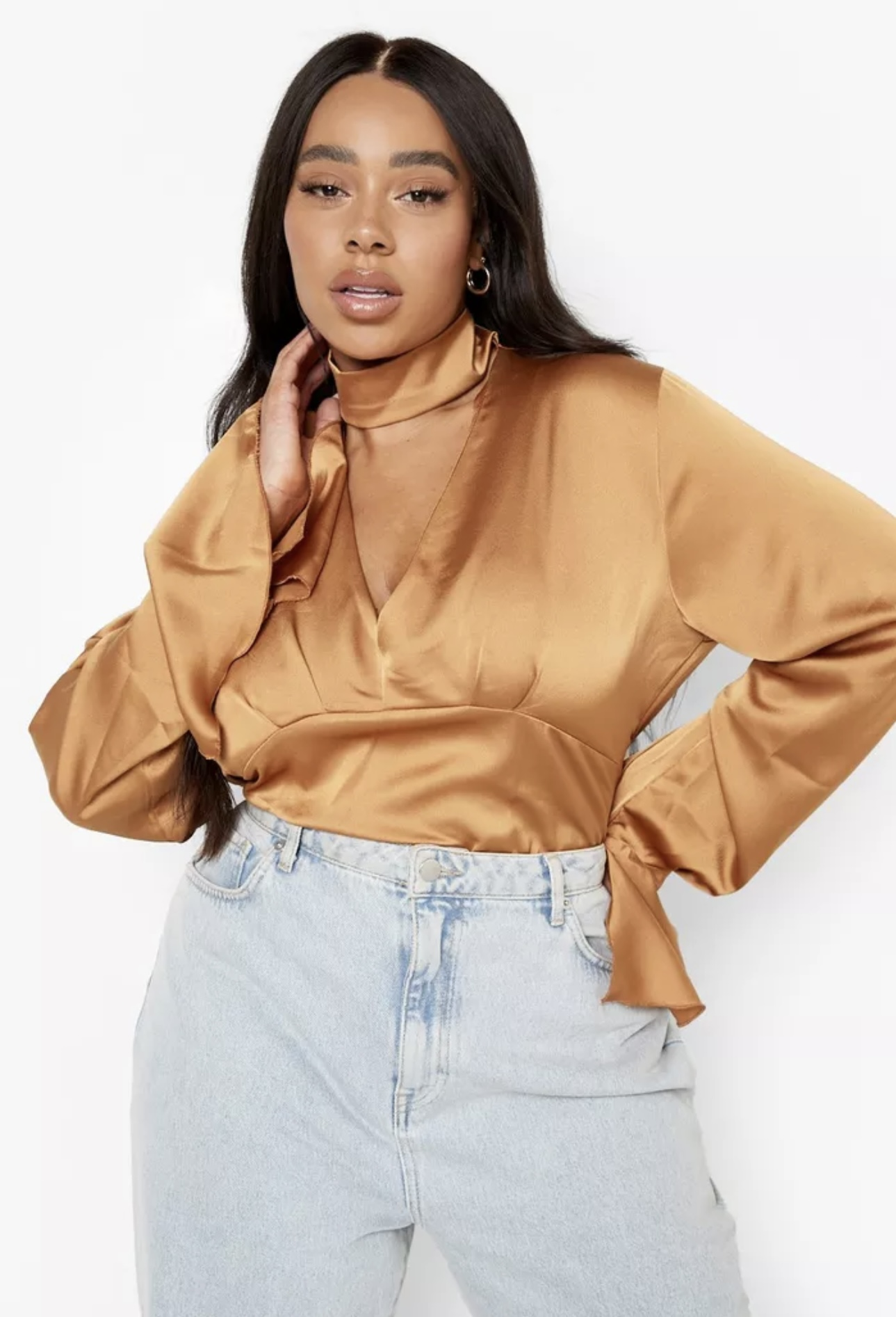 Блуза с чокером boohoo 258 XXL/3XL Бежевый (258) - фото 2