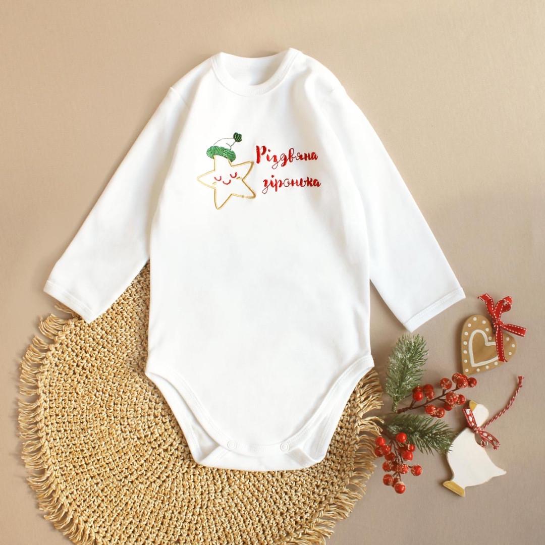 Боди Рождественская звездочка 62 см 0-3 мес Белый (2679643140)