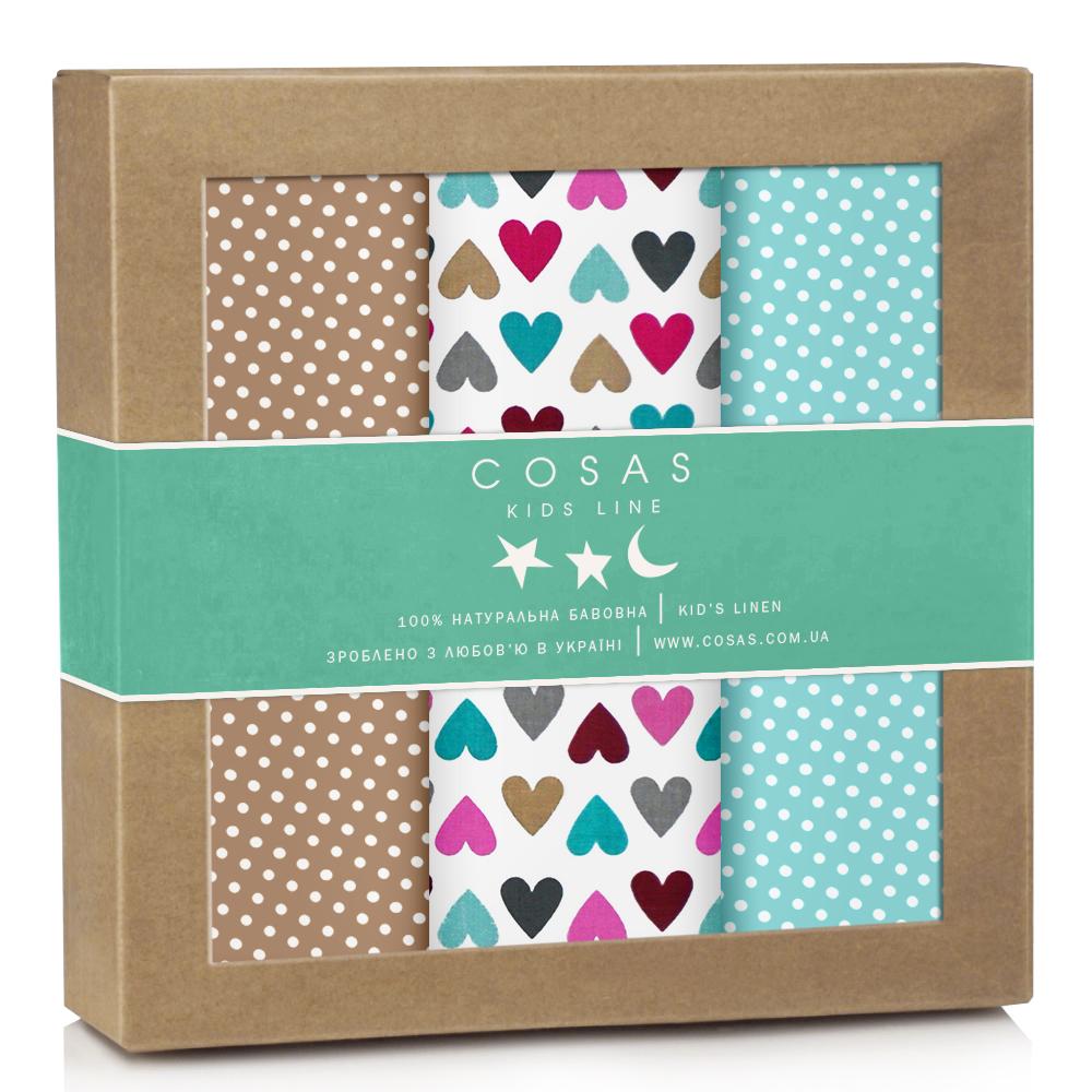 Набор пеленок Cosas Love Dots Beige Mint 80х100 см 3 шт. (4822052032244)