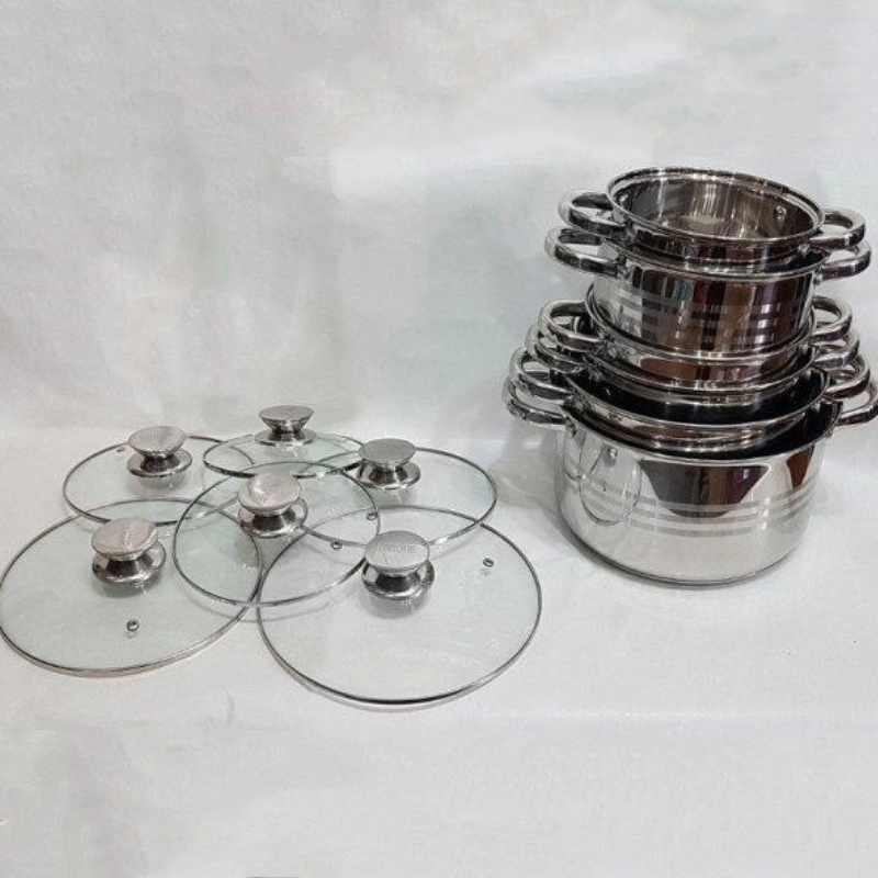 Набір посуду Unique UN-5035 каструлі з нержавіюча сталі з скляними кришками 12 пр. (23793648) - фото 4 Набір посуду Unique UN-5035 каструлі з нержавіюча сталі з скляними кришками 12 пр. (23793648) - фото 4