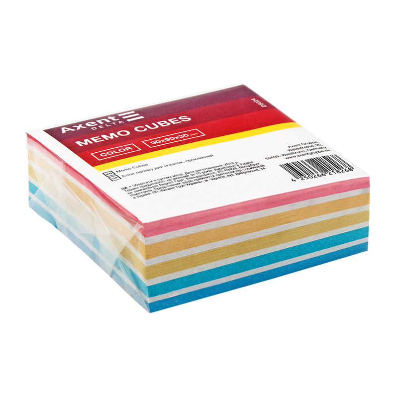 Бумага для заметок Axent Delta Color 90х90х30 мм D8024 проклееная (4250266218268)