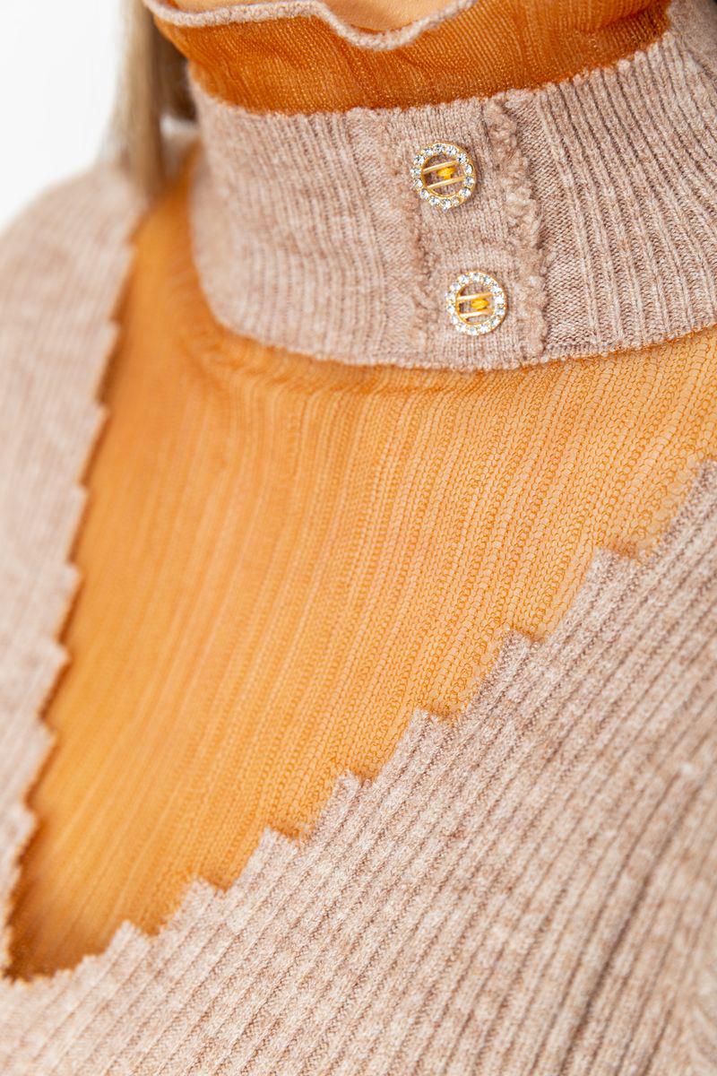 Гольф жіночий в рубчик Ager 221R010 S/M Бежевий (9624284) - фото 5 Гольф жіночий в рубчик Ager 221R010 S/M Бежевий (9624284) - фото 5