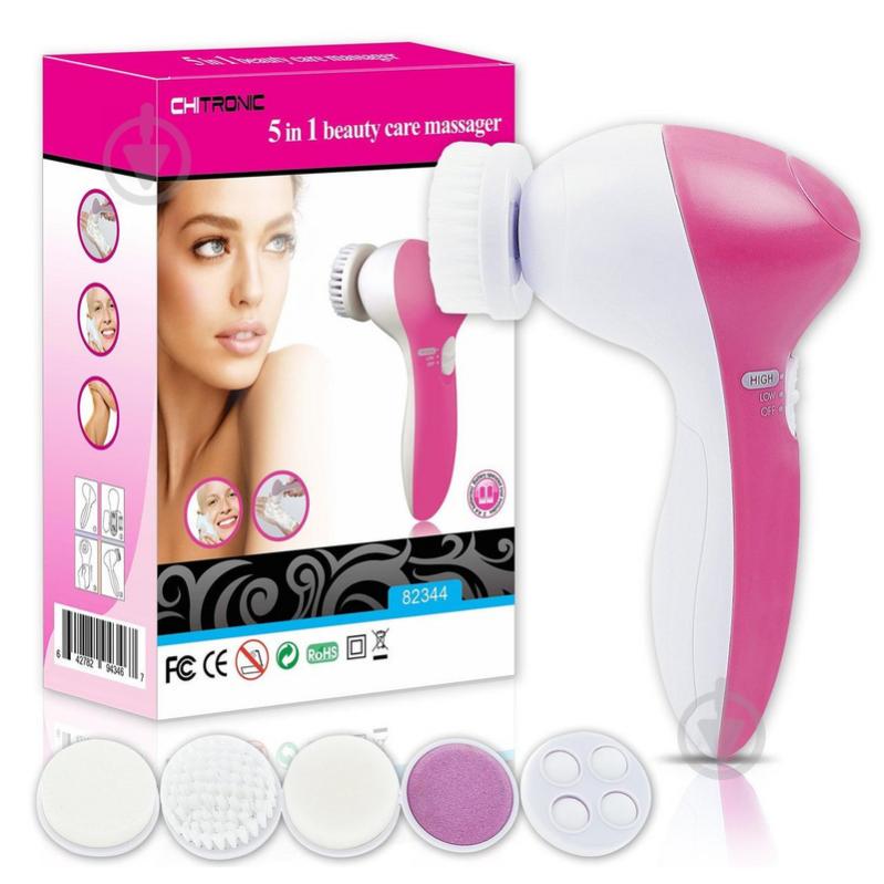 Массажер для лица Beauty Care Massager AE-8782 5 in 1 Белый/розовый (np2_0929) - фото 2