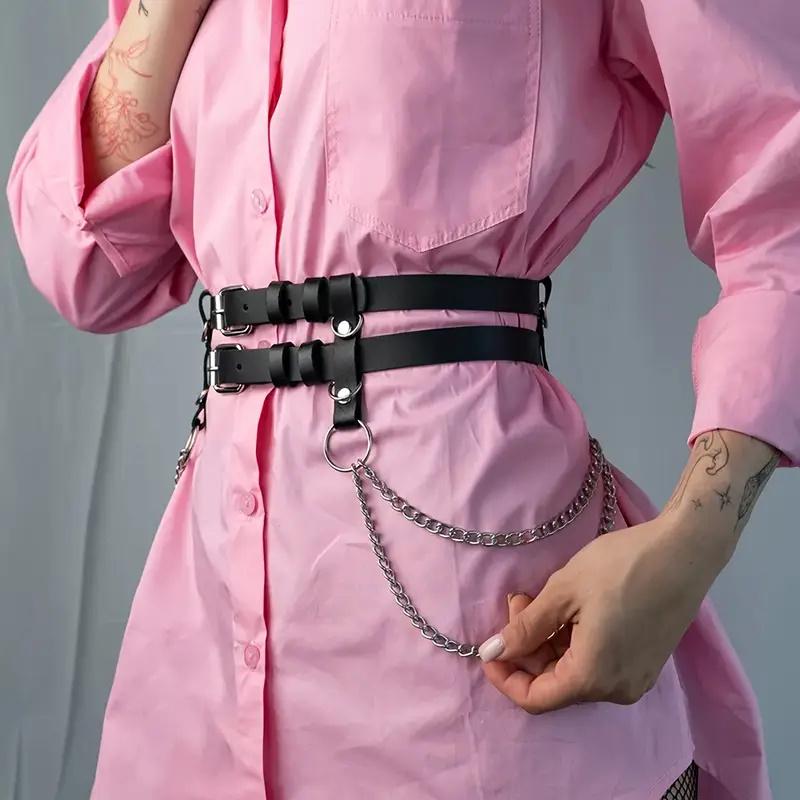 Пояс жіночий готичний LET’S RESIN із подвійною пряжкою та декоративним ланцюгом довжина 99 см (27911048) - фото 5 Пояс жіночий готичний LET’S RESIN із подвійною пряжкою та декоративним ланцюгом довжина 99 см (27911048) - фото 5