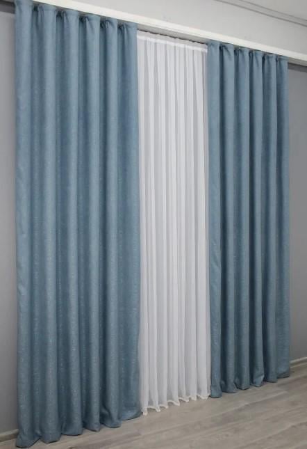 Ткань для штор лен Синий (1328ш) - фото 2