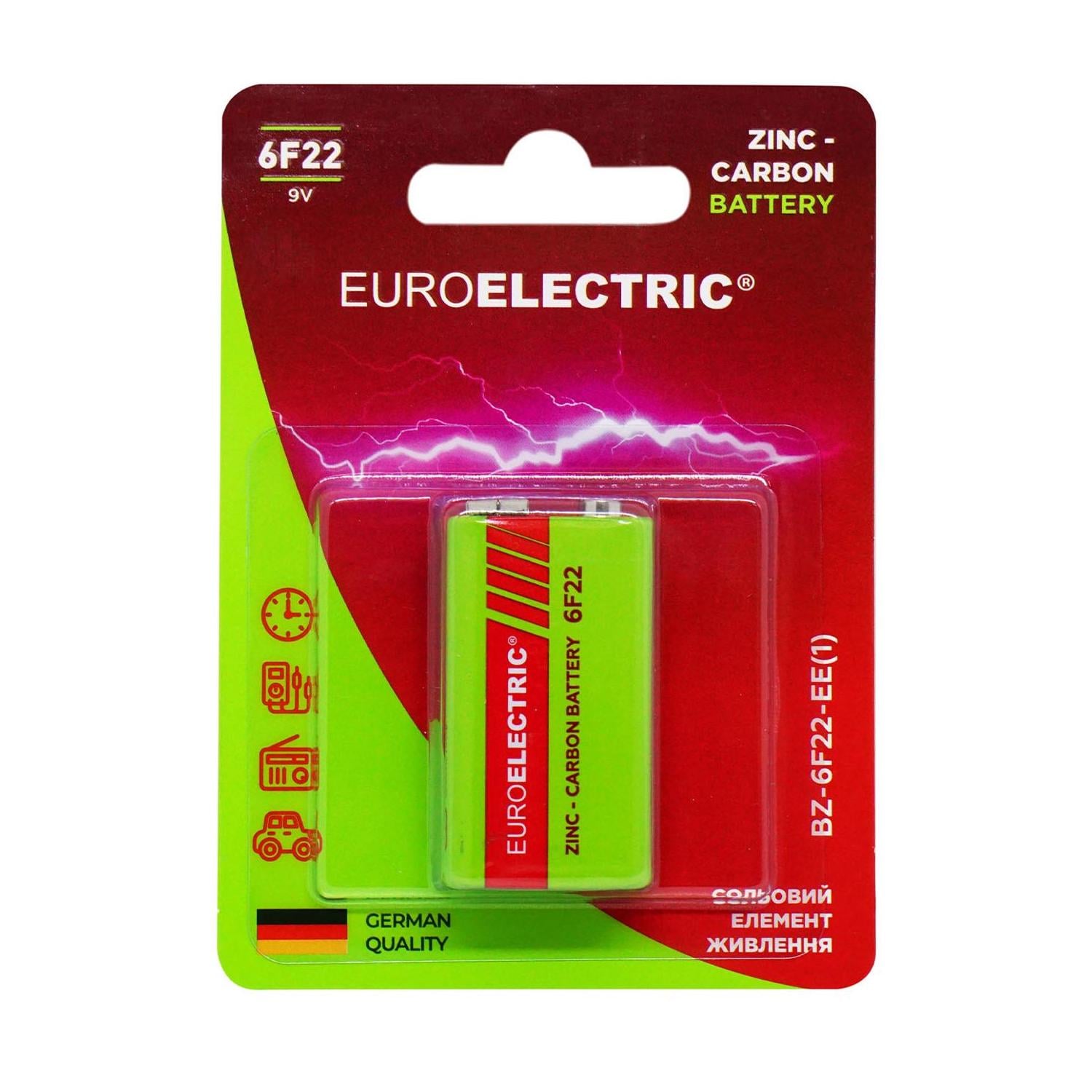 Батарейка Euroelectric Крона солевая 9V blister 1 шт. (4260642638450)