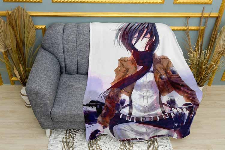 Плед Mikasa Ackerman Attack on Titan плюш двухслойный 150х210 см (113069-3)