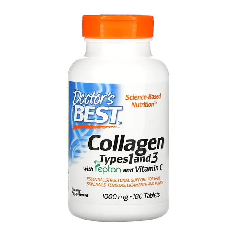 Колаген Doctor's Best Collagen Types 1&3 1000 мг з вітаміном C 180 капс. (08527-01)