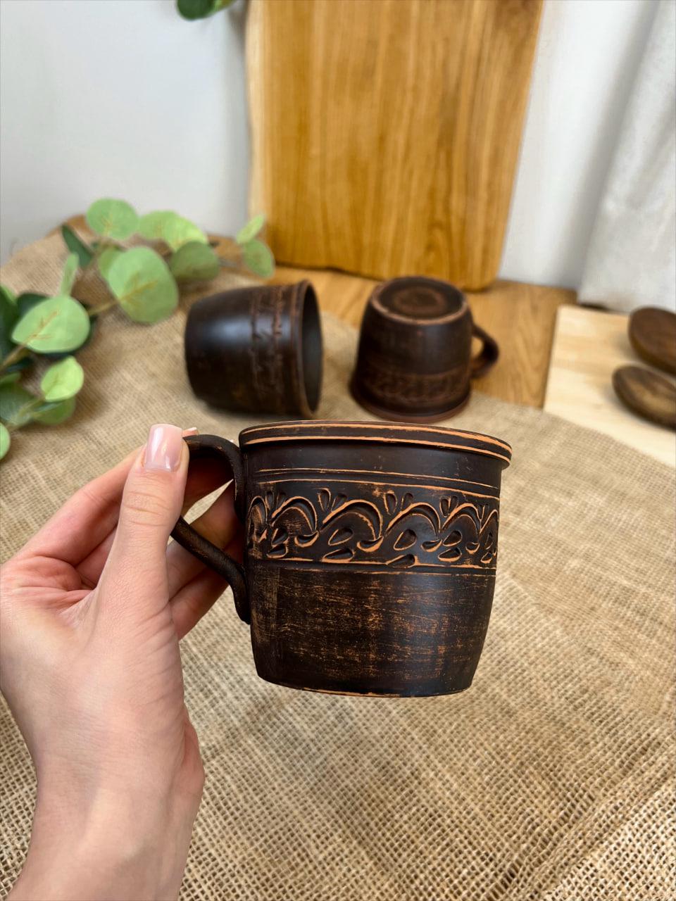 Чашка керамическая глиняная резная декор 0,4 л (3000-2) - фото 8