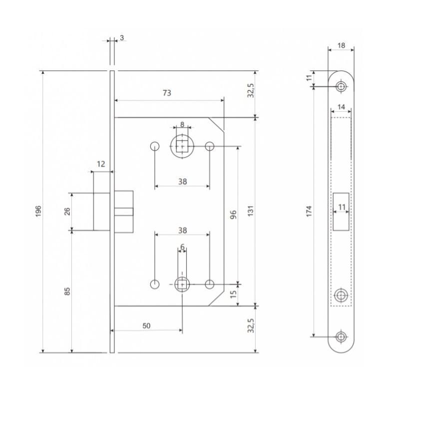 Защелка врезная Apollo 390-WC под фиксатор 96х50 PB Золотой (МА015) - фото 2 Защелка врезная Apollo 390-WC под фиксатор 96х50 PB Золотой (МА015) - фото 2