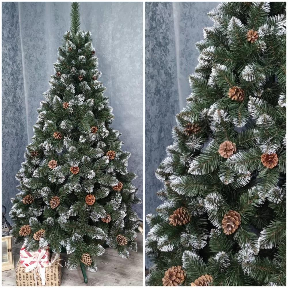 Елка искусственная элитная с шишками с подставкой с белым инеем 1,5 м Зеленый (Е-1,5) - фото 6