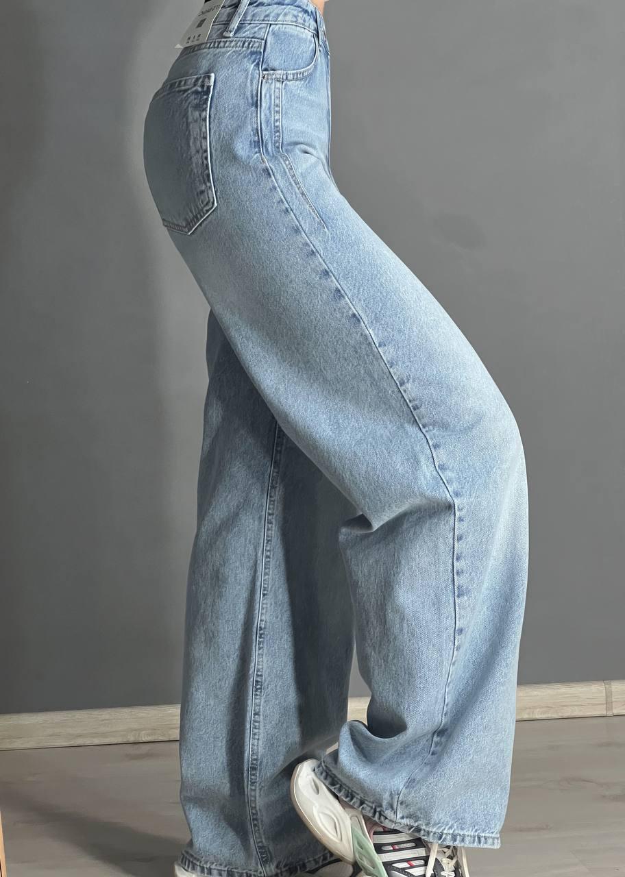 Джинси жіночі ITS Basic 2499-3 Wide Leg jeans з високою талією широкі рівні від стегна з виточками на стегнах р. 34 Блакитний (3918) - фото 6