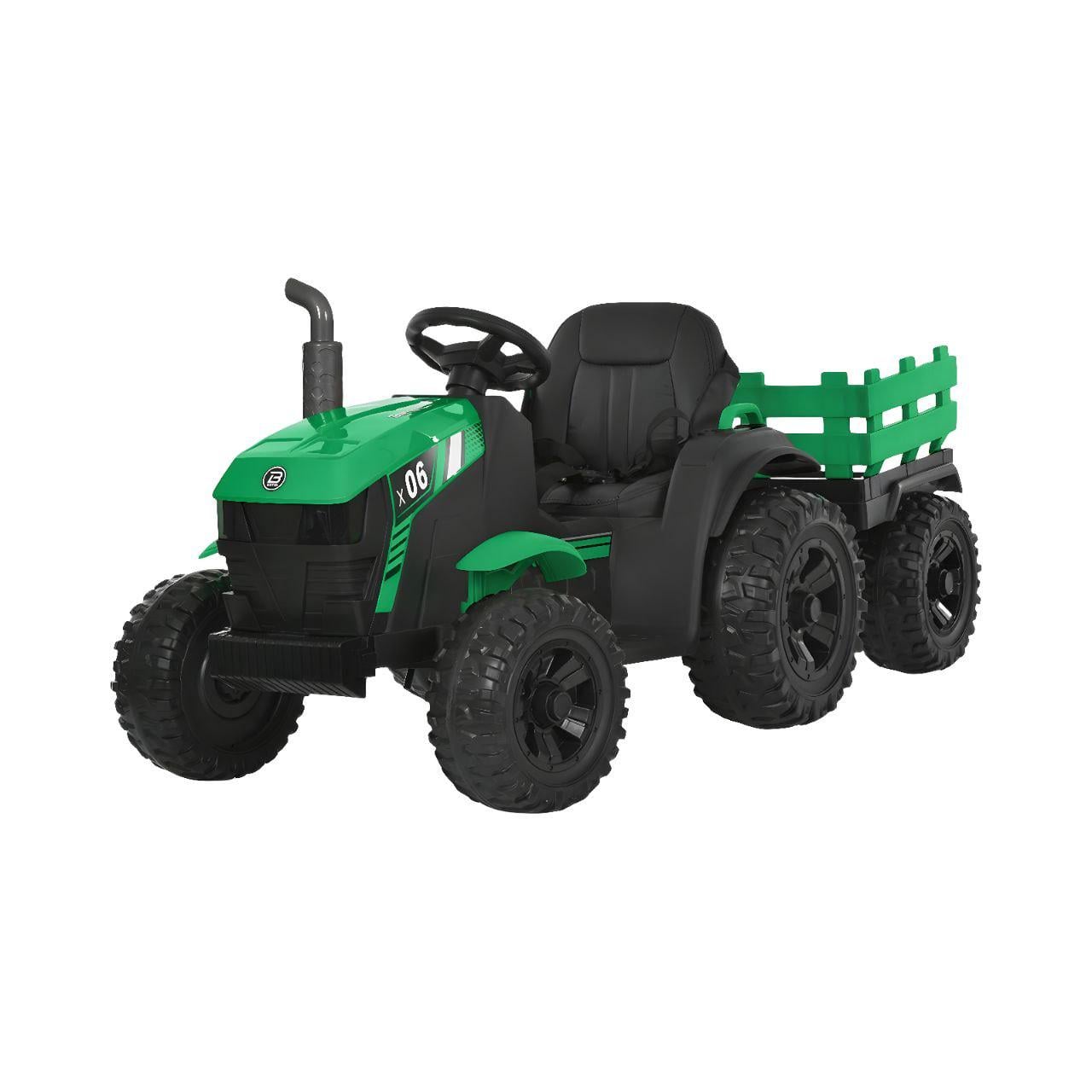 Детский электротрактор Bambi Racer M6295EBLR-5 с прицепом 2 мотора 45W 12V 9AH пульт 2.4G колеса EVA кожа Зеленый (38320828)