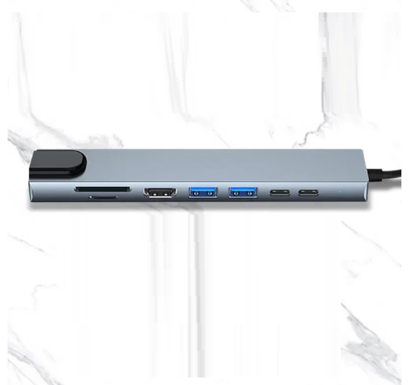 Мультифункциональный USB-концентратор с входом Type-C, кардридером HDMI и HDTV/PD/USB-C/SD/TF/RJ45 USB 3.0 8в1 (28784418)